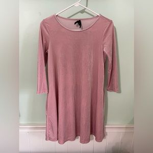 Unique Pink Velvet Tunic with Pockets - Small